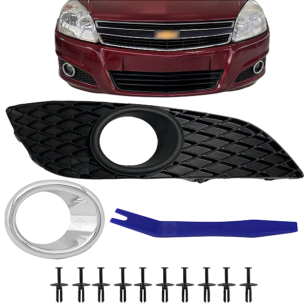 Kit Grade Moldura Farol Milha Parachoque do Vectra 2009/2012 Lado Motorista