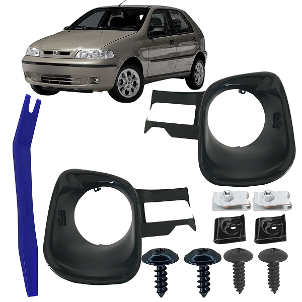 Grade Moldura Aro Preto Farol Milha Para Palio Siena 2001/2003 Lado Motorista