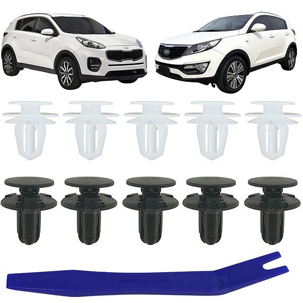 Kit 10 Grampo Presilha Soleira Porta Mala Kia Sportage 2015/2022