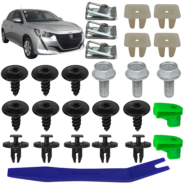 13 Grampos Presilhas Parabarro Dianteiro Peugeot 208 2020/2023