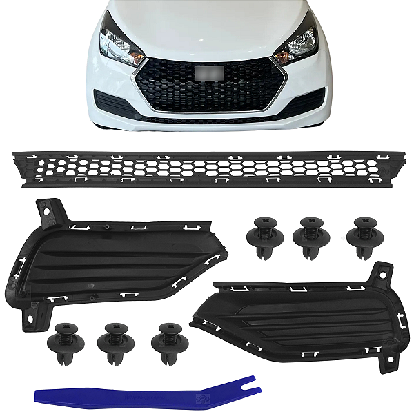Kit 3 Grade Frontal Parachoque Hyundai Hb20 2016/2019  Sem Furo