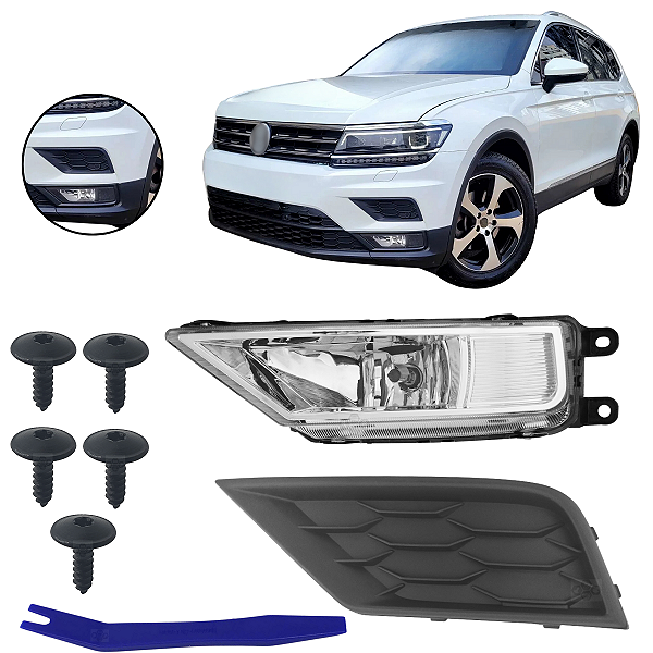 Tampa Inferior Parachoque Dianteiro e Farol Milha Auxiliar Dianteiro Tiguan 2017/2022