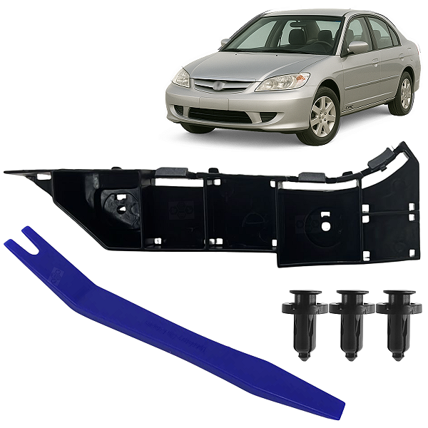 Par Suporte Guia Garra Parachoque Diant. Para Honda Civic 2003/2007