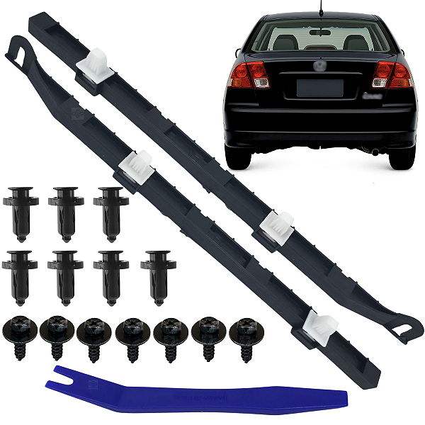 Par Suporte Guia Garra Parachoque Tras. Honda Civic 2004/2006
