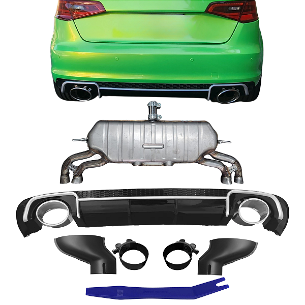 Spoiler Difusor Traseiro Parachoque A3 RS3 Sportback 2013/2016