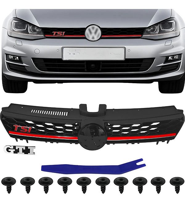 Grade Frontal Colmeia Vermelho Golf Mk7 2013 2014 2015 2016 2017 2018 2019