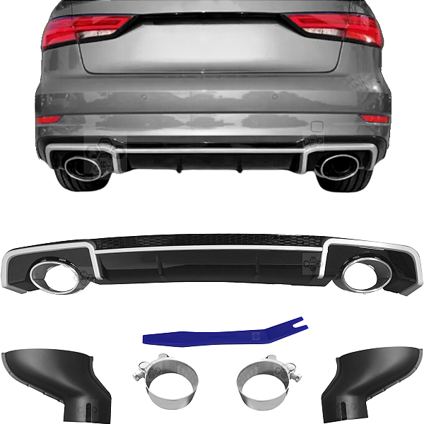 Spoiler Difusor Traseiro Parachoque A3 Sedan 2013/2016 Rs3