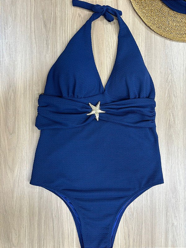 MAIÔ FRENTE ÚNICA CALÇA INTEIRA NA COR AZUL MARINHO COM ACESSÓRIO - 641