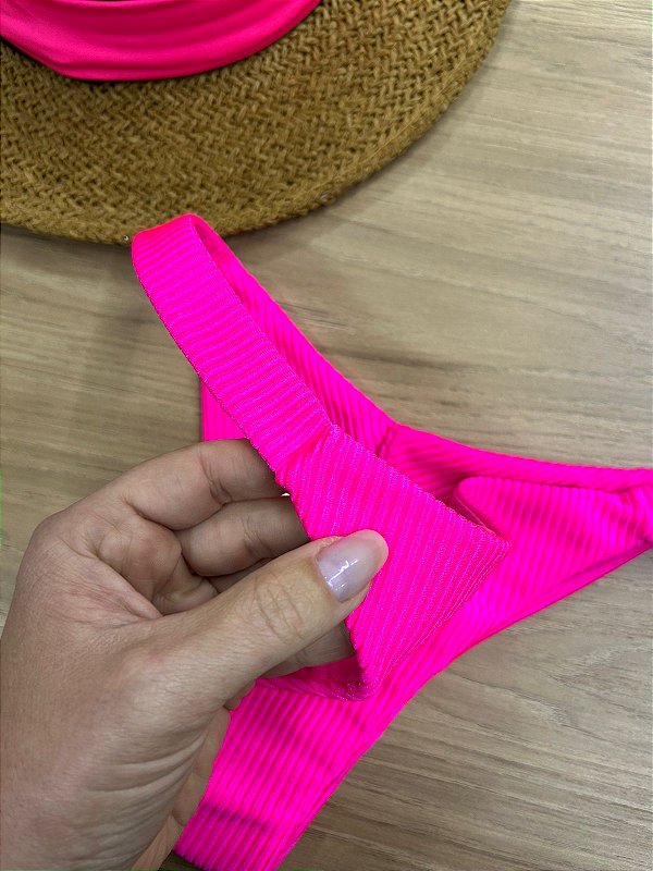 CALCINHA BIQUINI FITA FIO DUPLO NA COR PINK NEON | REF 509D