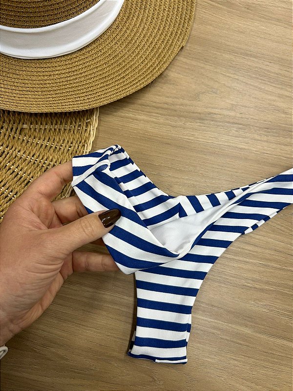CALCINHA BIQUINI ASA DELTA FIO DUPLO LISTRADA | REF. 307EB