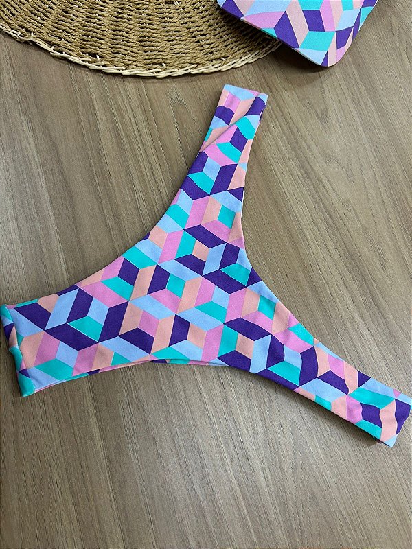 CALCINHA BIQUINI ASA DELTA FIO DUPLO ESTAMPA GEOMETRICA | REF. 307EC