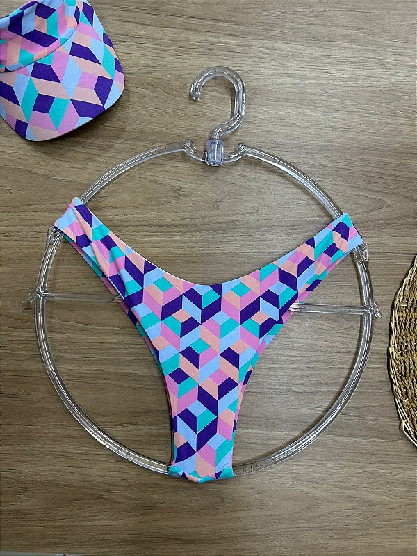 CALCINHA BIQUINI ASA DELTA FIO DUPLO ESTAMPA GEOMETRICA | REF. 307EC