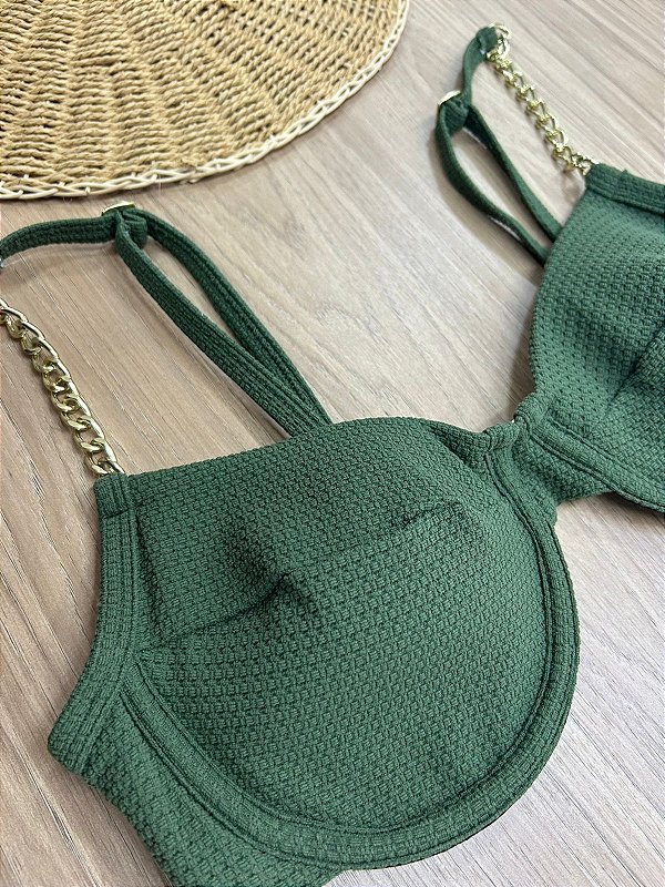 TOP BIQUINI RETRO COM ACESSÓRIO NA COR VERDE | REF4154G