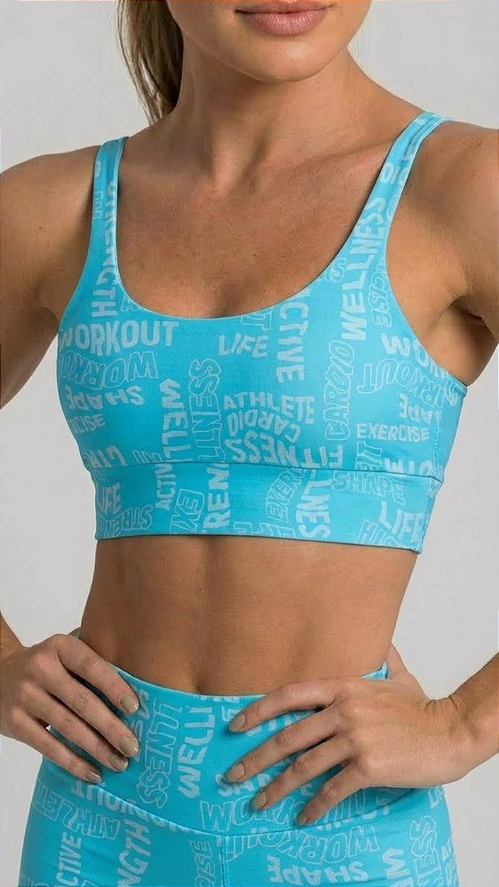 TOP REGATA FITNES NA COR AZUL LETRAS | REF 50011A