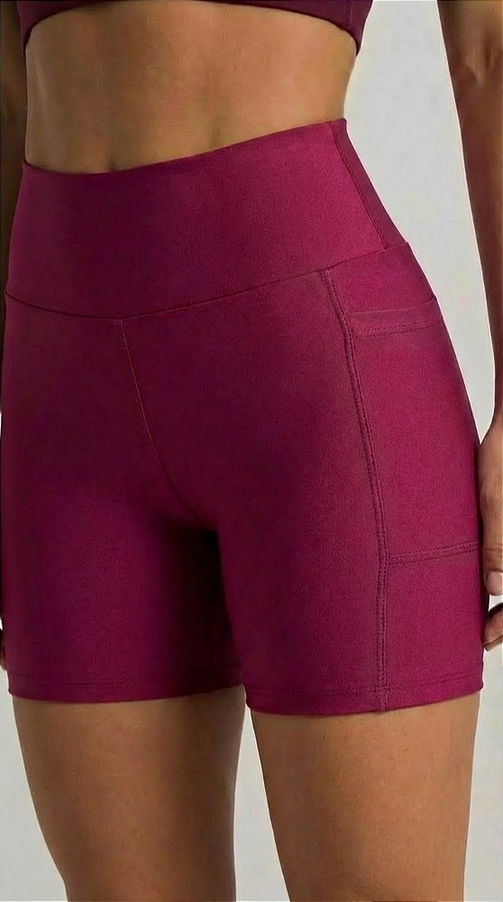 SHORTS COM BOLSO FITNES NA COR MARSALA | REF 50026M
