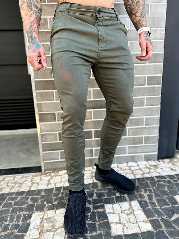 CALÇA ALFAIATARIA VERDE MASCULINA SKINNY- CODI JEANS