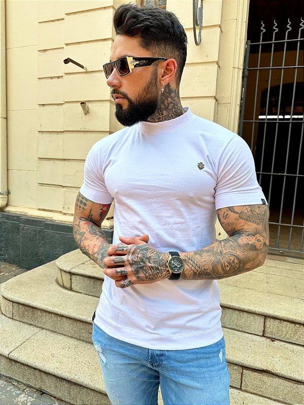 CAMISETA METAL BRASÃO-BRANCA-FB
