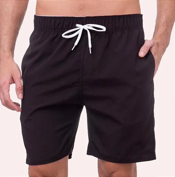 SHORTS MASCULINO PRETO COM ELASTANO-SUMMER