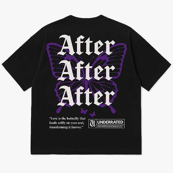 CAMISETA OVERSIZED AFTER BUTTERFLY PRETA