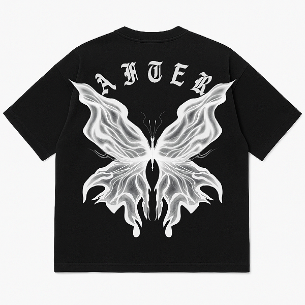 CAMISETA OVERSIZED BUTTERLFY PRETA