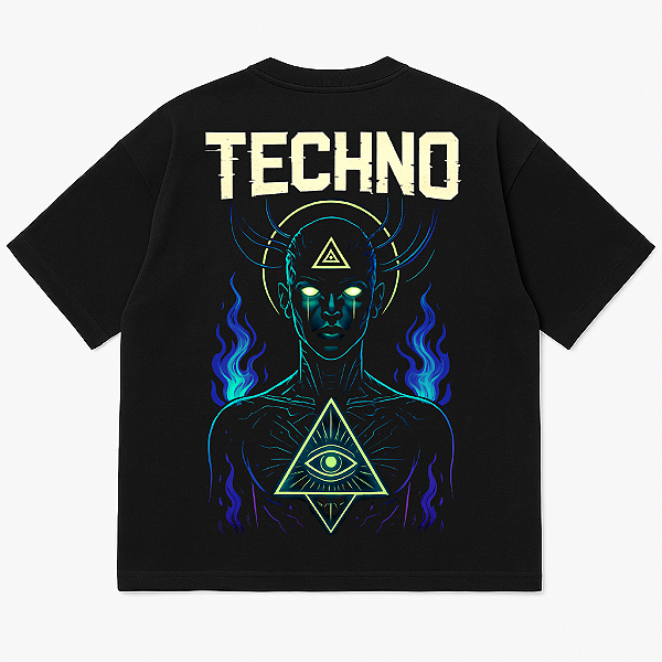 CAMISETA AFTER OVERSIZED TECHNO PRETA  PREMIUM