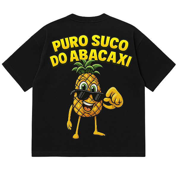 CAMISETA ABACAXI OVERSIZED PRETA PURO SUCO