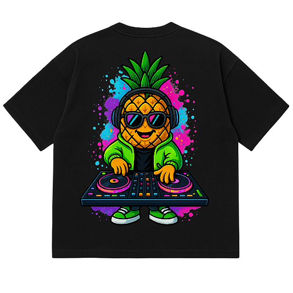 CAMISETA OVERSIZED PRETA ABACAXI AFTER DJ