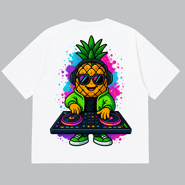 CAMISETA OVERSIZED BRANCA AFTER ABACAXI DJ