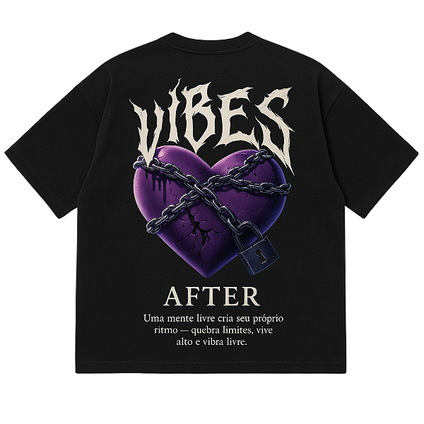 CAMISETA OVERSIZED MALHÃO-VIBES-PRETA PREMIUM 230G-ALGODÃO BCI