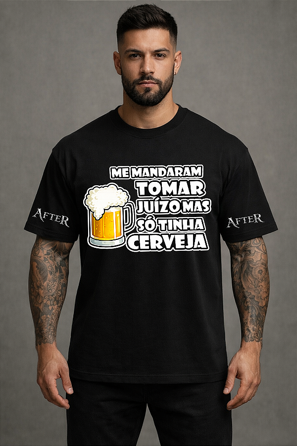 CAMISETA OVERSIZED CARNAVAL FRASES SÓ TINHA CERVEJA