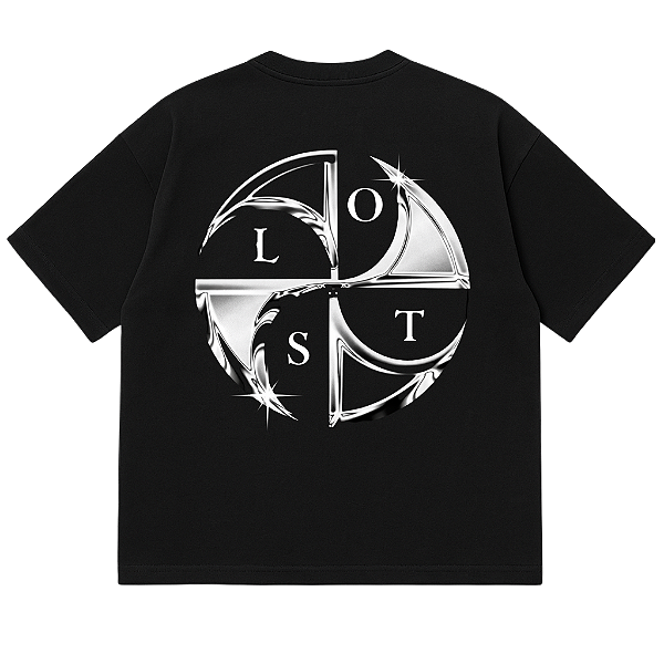 CAMISETA OVERSIZED MALHÃO PRETA-LOST-PREMIUM 230G-ALGODÃO BCI