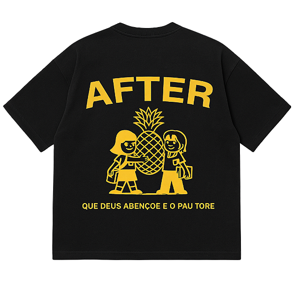 CAMISETA OVERSIZED PRETA AFTER QUE DEUS ABENÇOE