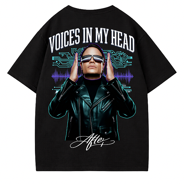 CAMISETA OVERSIZED ARGY VOICES IN MY HEAD PRETO