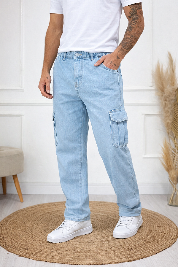 CALÇA CARGO UNISSEX BOLSO LATERAL STREET JEANS