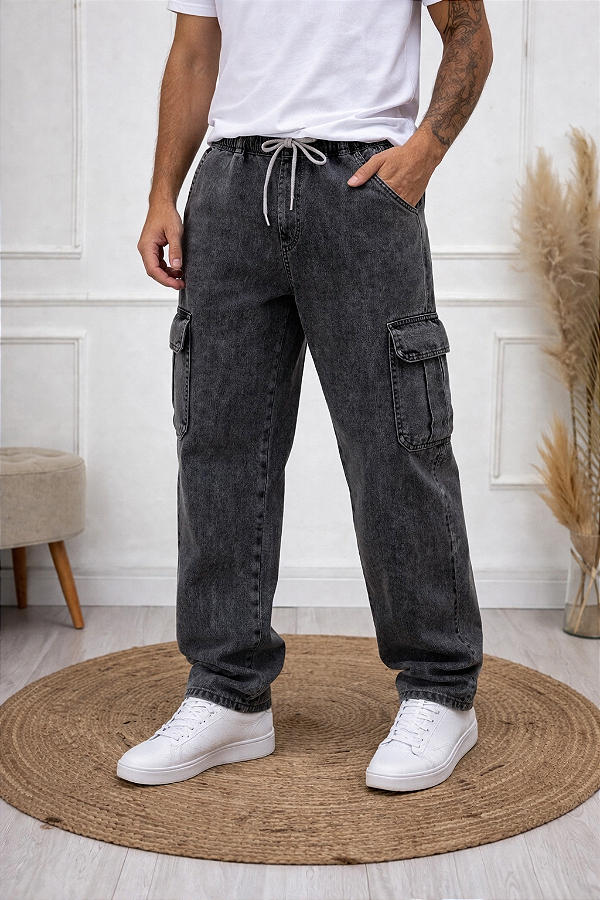 CALÇA CARGO UNISSEX BOLSO LATERAL STREET JEANS