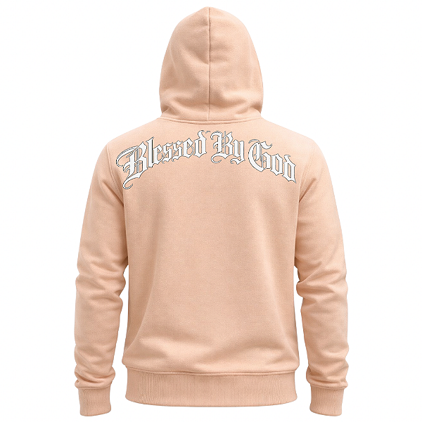 MOLETOM CANGURU BEGE BLESSED BY GOD UNISSEX AFTER