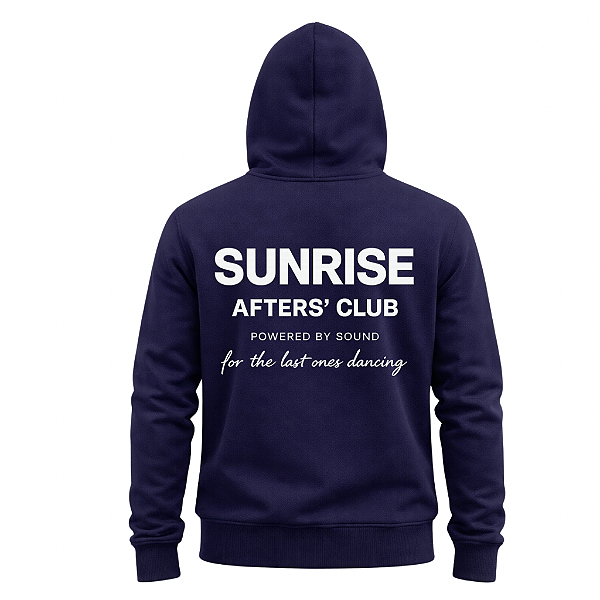 MOLETOM CANGURU AZUL MARINHO UNISSEX AFTER SUNRISE COM CAPUZ BOLSO FRONTAL