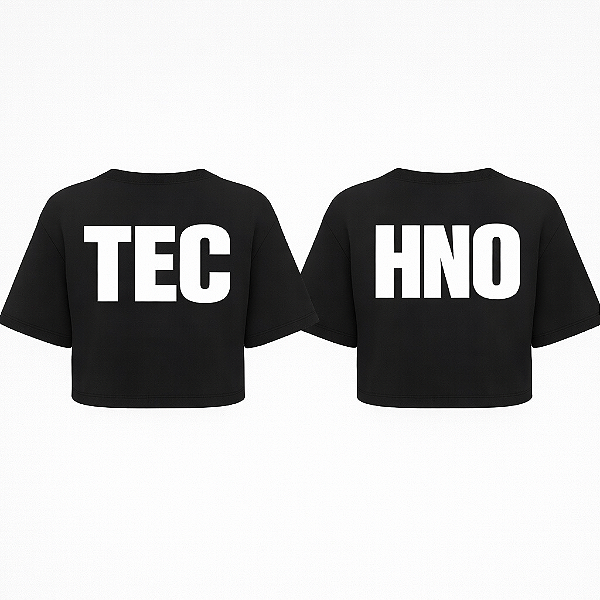 KIT COM 2 CROPPED OVERSIZED PRETO AFTER TECHNO