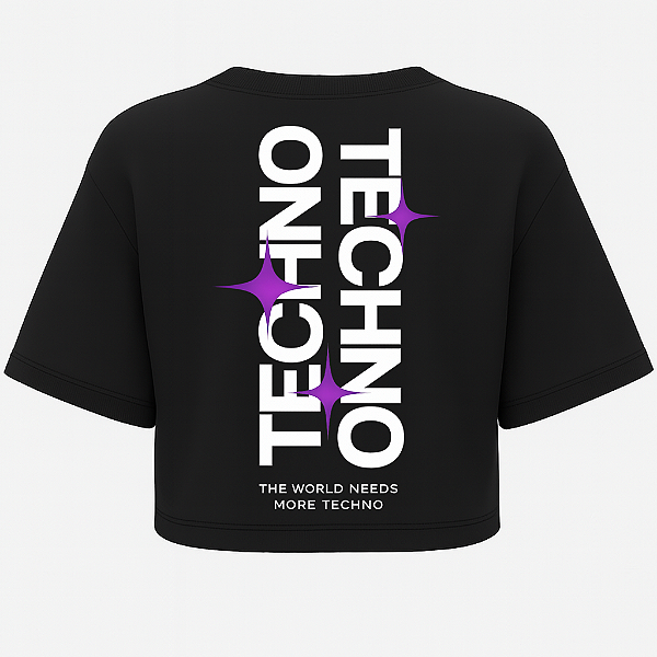 CROPPED OVERSIZED PRETO TECHNO RAVE