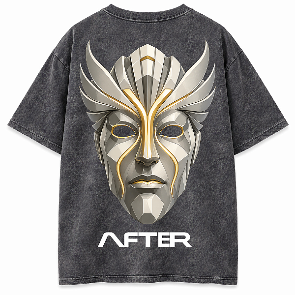 CAMISETA OVERSIZED PRETA ESTONADA ORACLE MASK