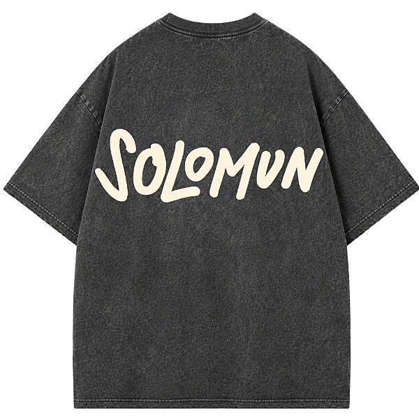 CAMISETA OVERSIZED SOLOMUN PRETA ESTONADA 01