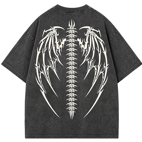 CAMISETA OVERSIZED PRETA ESTONADA SKULL
