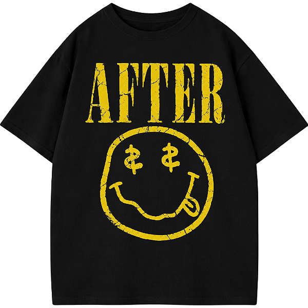 CAMISETA OVERSIZED AFTER SMILE NEW PRETA