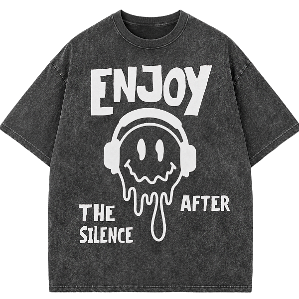 CAMISETA OVERSIZED ENJOY THE SILENCE PRETA ESTONADA