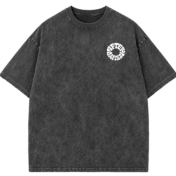 CAMISETA OVERSIZED PRETA ESTONADA CIRCLE AFTER