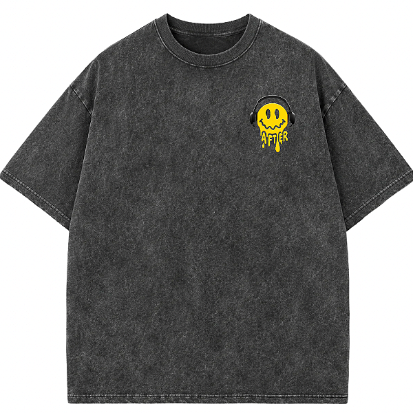 CAMISETA OVERSIZED PRETA ESTONADA PSY AFTER