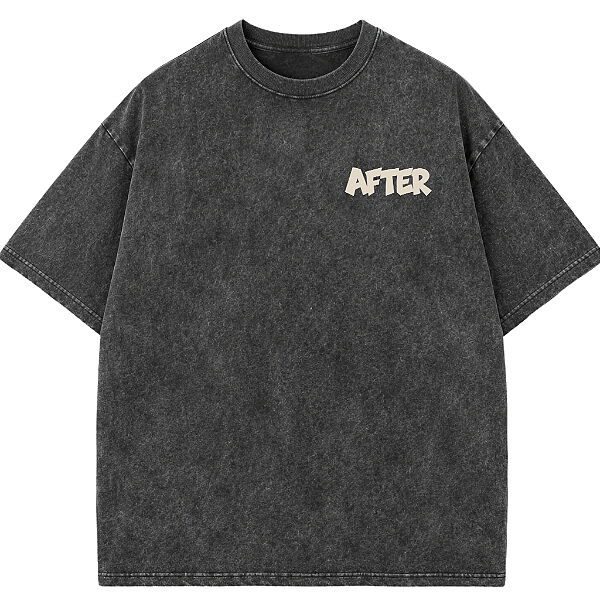 CAMISETA OVERSIZED PRETA ESTONADA QWERTY AFTER