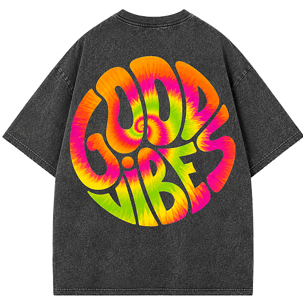 CAMISETA OVERSIZED PRETA ESTONADA VIBES
