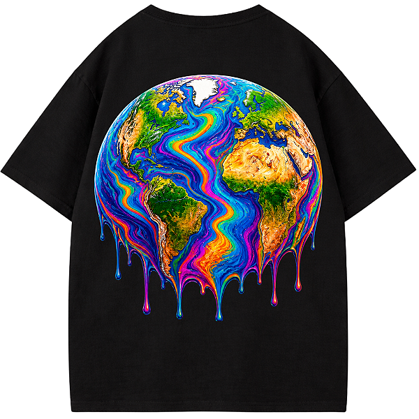 CAMISETA OVERSIZED PRETA AFTER WORLD PSYCHEDELIC
