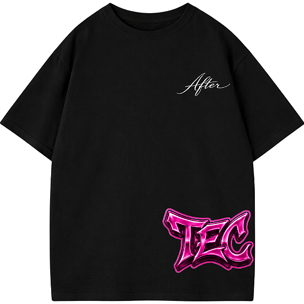CAMISETA OVERSIZED PRETA AFTER TECHNOPINK